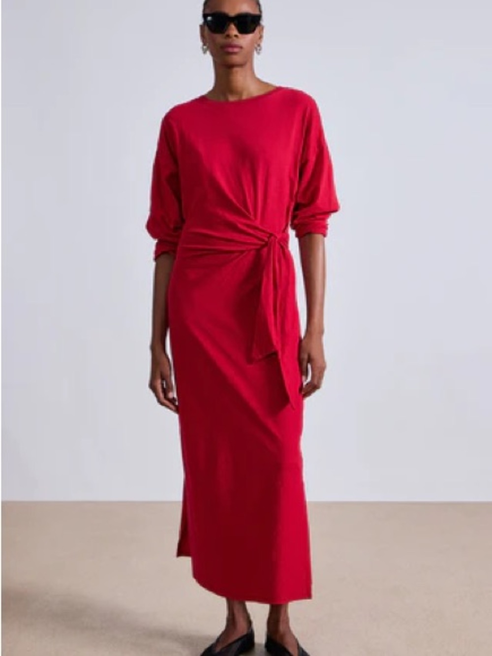 NWT NEW Apiece Apart Long Sleeve Vanina Cinched Waist Dress XXS Red
